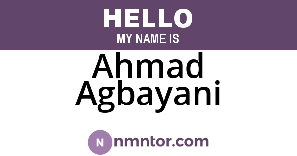 Ahmad Agbayani