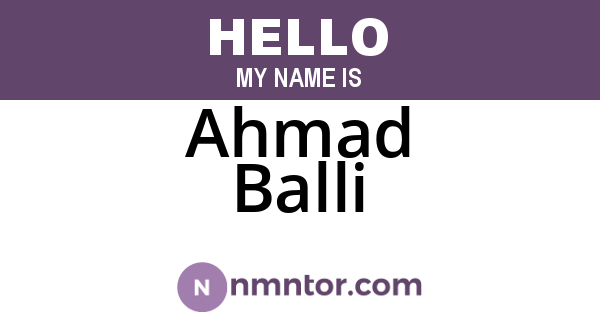 Ahmad Balli