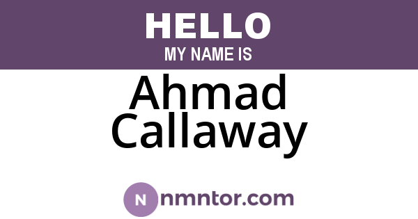 Ahmad Callaway