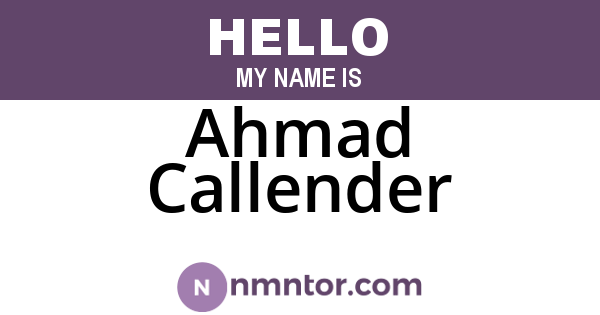 Ahmad Callender