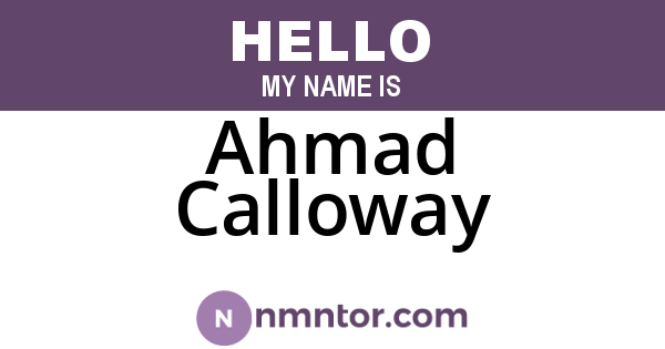 Ahmad Calloway