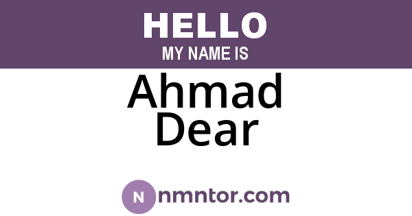 Ahmad Dear