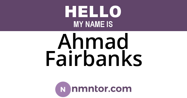 Ahmad Fairbanks