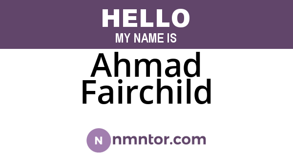 Ahmad Fairchild