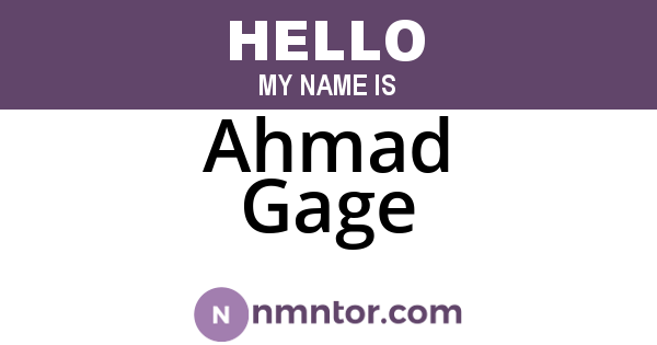 Ahmad Gage