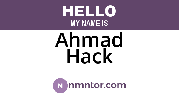 Ahmad Hack