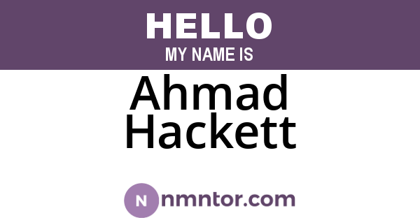 Ahmad Hackett