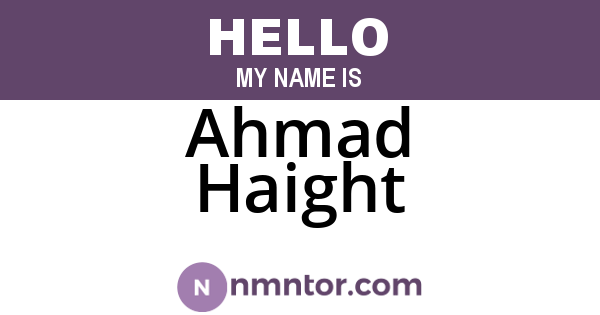 Ahmad Haight