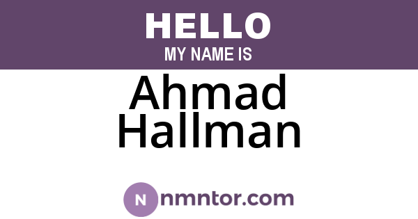Ahmad Hallman