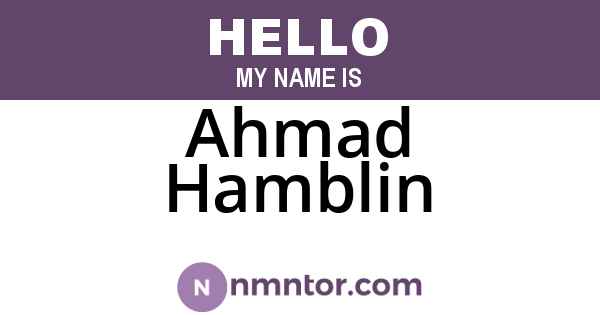 Ahmad Hamblin