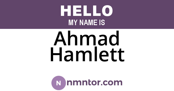 Ahmad Hamlett