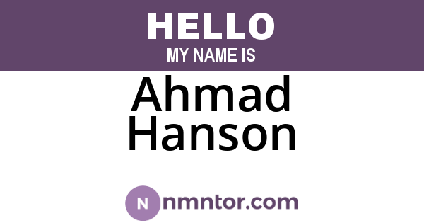 Ahmad Hanson