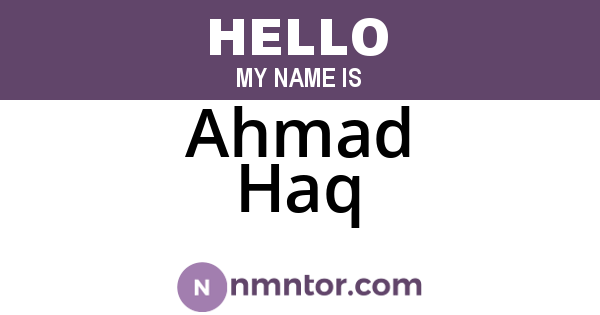 Ahmad Haq
