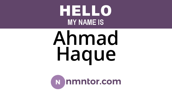 Ahmad Haque
