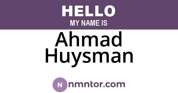 Ahmad Huysman
