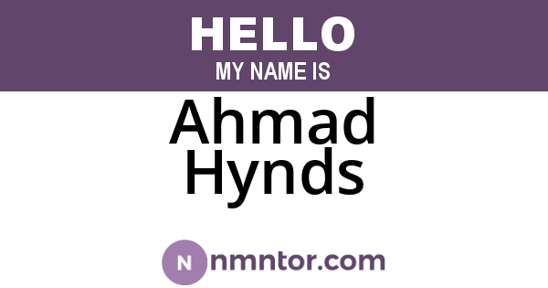 Ahmad Hynds