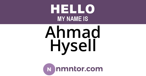 Ahmad Hysell
