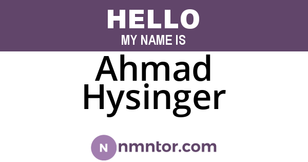 Ahmad Hysinger