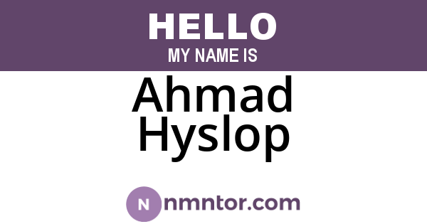 Ahmad Hyslop
