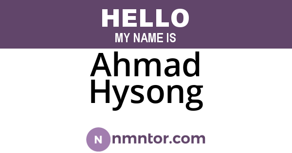 Ahmad Hysong