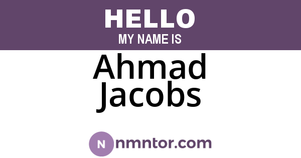 Ahmad Jacobs