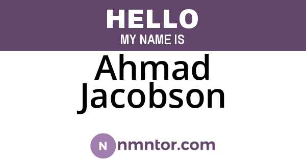 Ahmad Jacobson