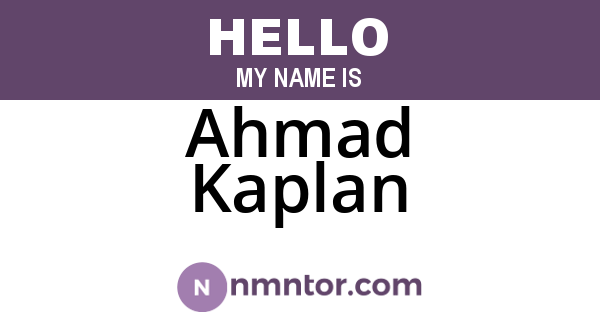 Ahmad Kaplan