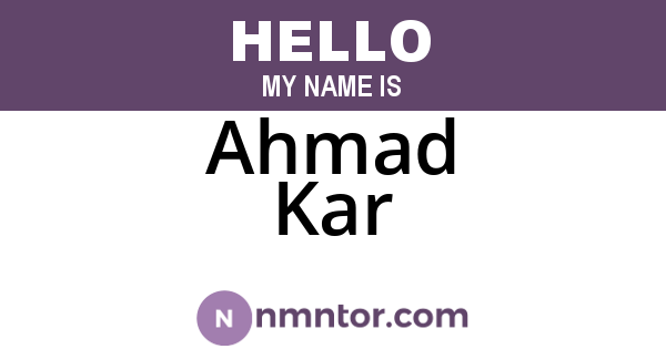 Ahmad Kar