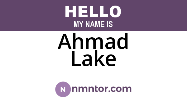 Ahmad Lake