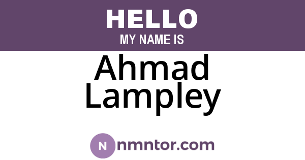 Ahmad Lampley
