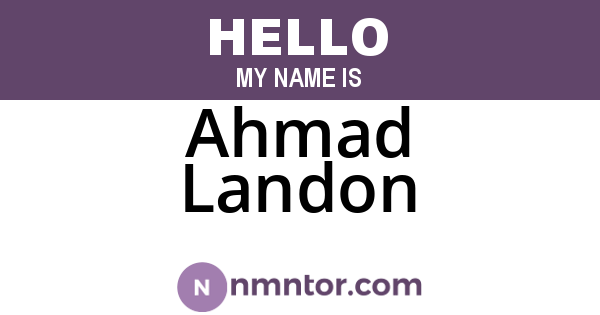Ahmad Landon