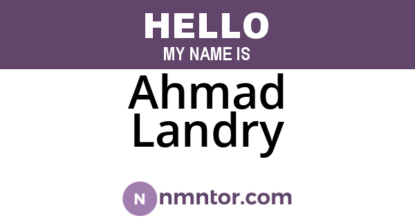 Ahmad Landry