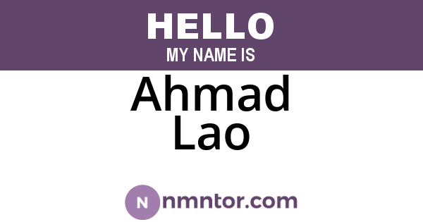 Ahmad Lao