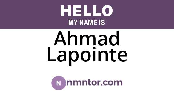 Ahmad Lapointe