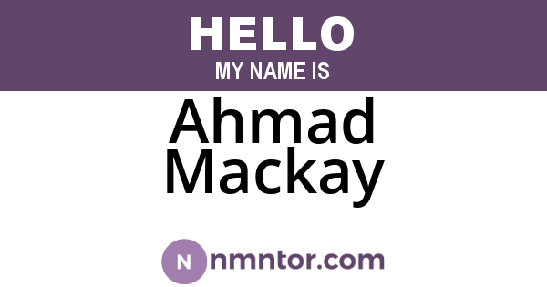Ahmad Mackay