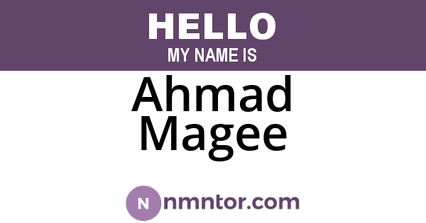 Ahmad Magee
