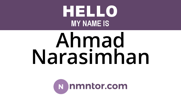 Ahmad Narasimhan