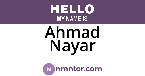 Ahmad Nayar
