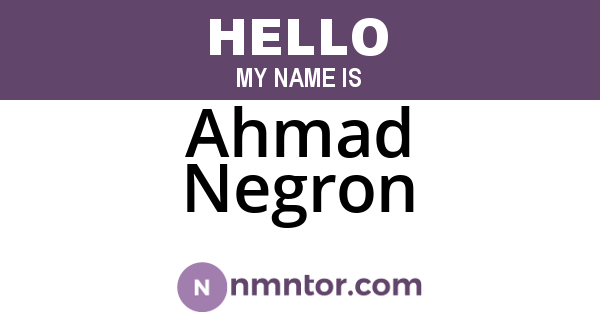 Ahmad Negron