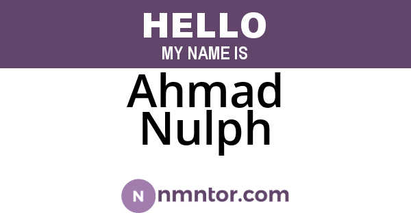 Ahmad Nulph