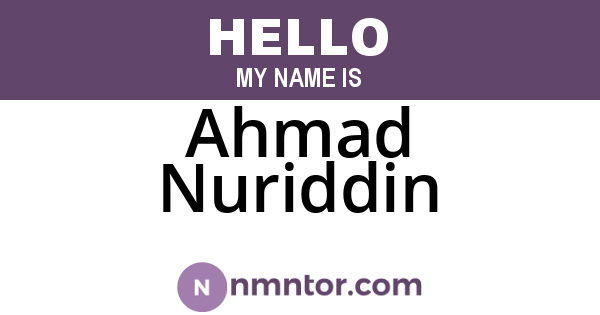 Ahmad Nuriddin