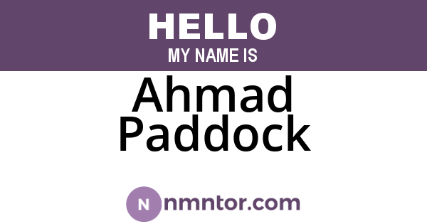 Ahmad Paddock