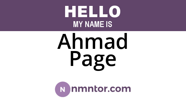 Ahmad Page
