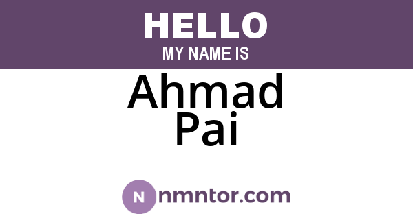 Ahmad Pai