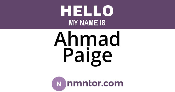 Ahmad Paige