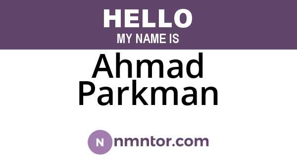 Ahmad Parkman