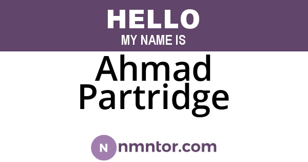 Ahmad Partridge