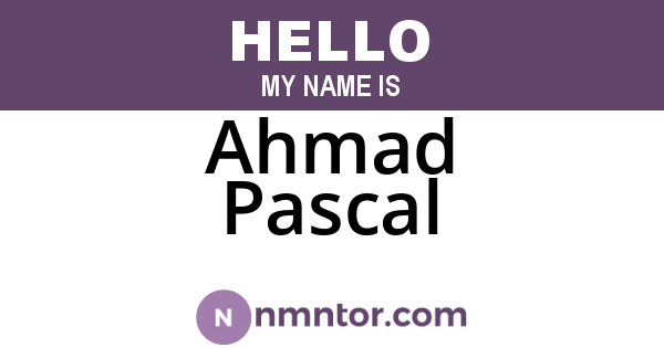 Ahmad Pascal