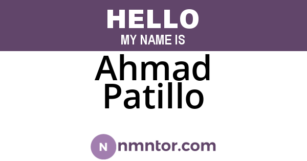 Ahmad Patillo