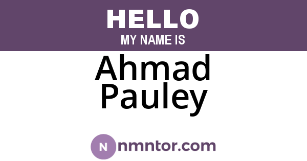 Ahmad Pauley